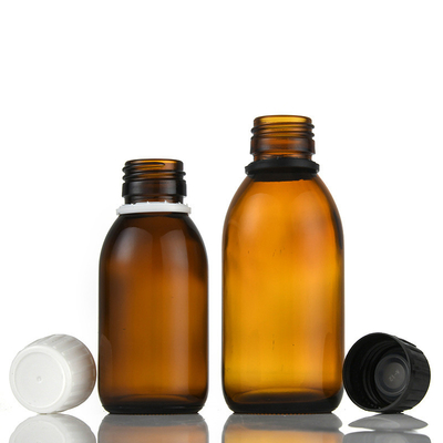 Medical Oral Liquid Amber Glass Syrup Bottle 60ML 100ML 500ML With Aluminum Cap