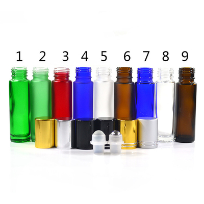 10ml Glass Cosmetic Container Colorful Roll On Bottle 10ml With Metal Screw Cap