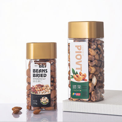 2.4ইঞ্চি বর্গাকার ক্লিয়ার প্লাস্টিক স্টোরেজ জার 250g ড্রাই ফ্রুট লিজার ফুড ময়েশ্চার প্রুফ