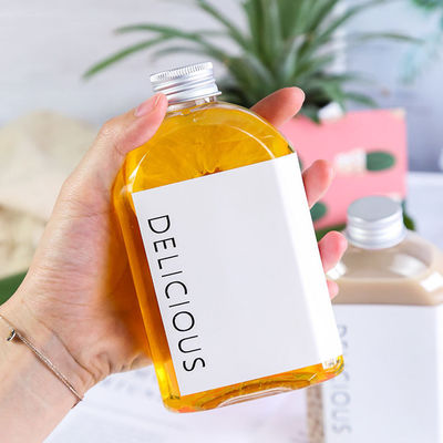 Good price 350ml প্লাস্টিক জুস নিষ্পত্তিযোগ্য পানীয় বোতল স্বাদহীন গন্ধহীন সমতল আকৃতি অনলাইন